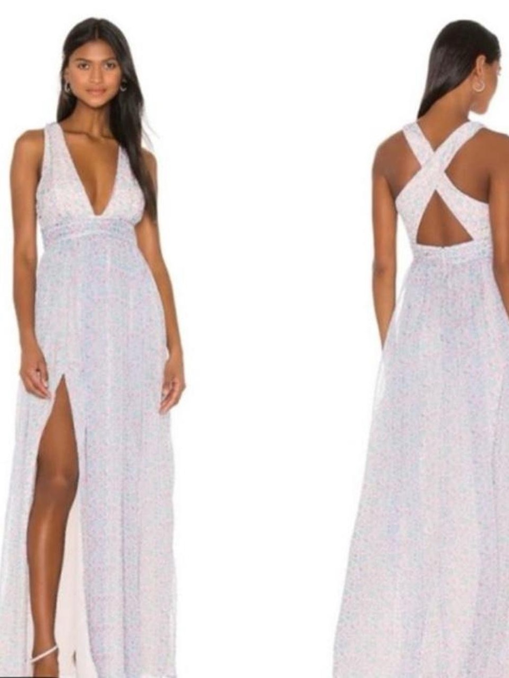 Revolve Livers and Friends‎ NWT gorgeous long ditzy floral pink and white maxi